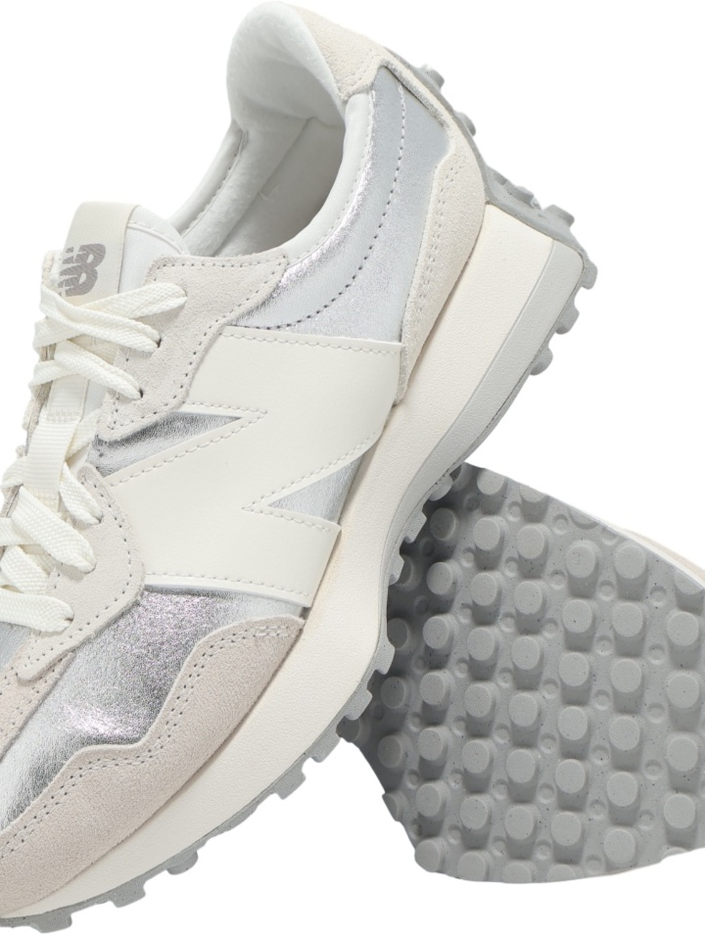New Balance 327/ Women’s Athletic Shoe/ Size 10.5/ Silver Metallic & Sea Salt - Picture 8 of 9